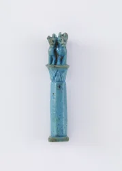 Papyrussäule mit zwei Katzen, möglicherweise ptolemäische Zeit, 305-30 v. Chr.